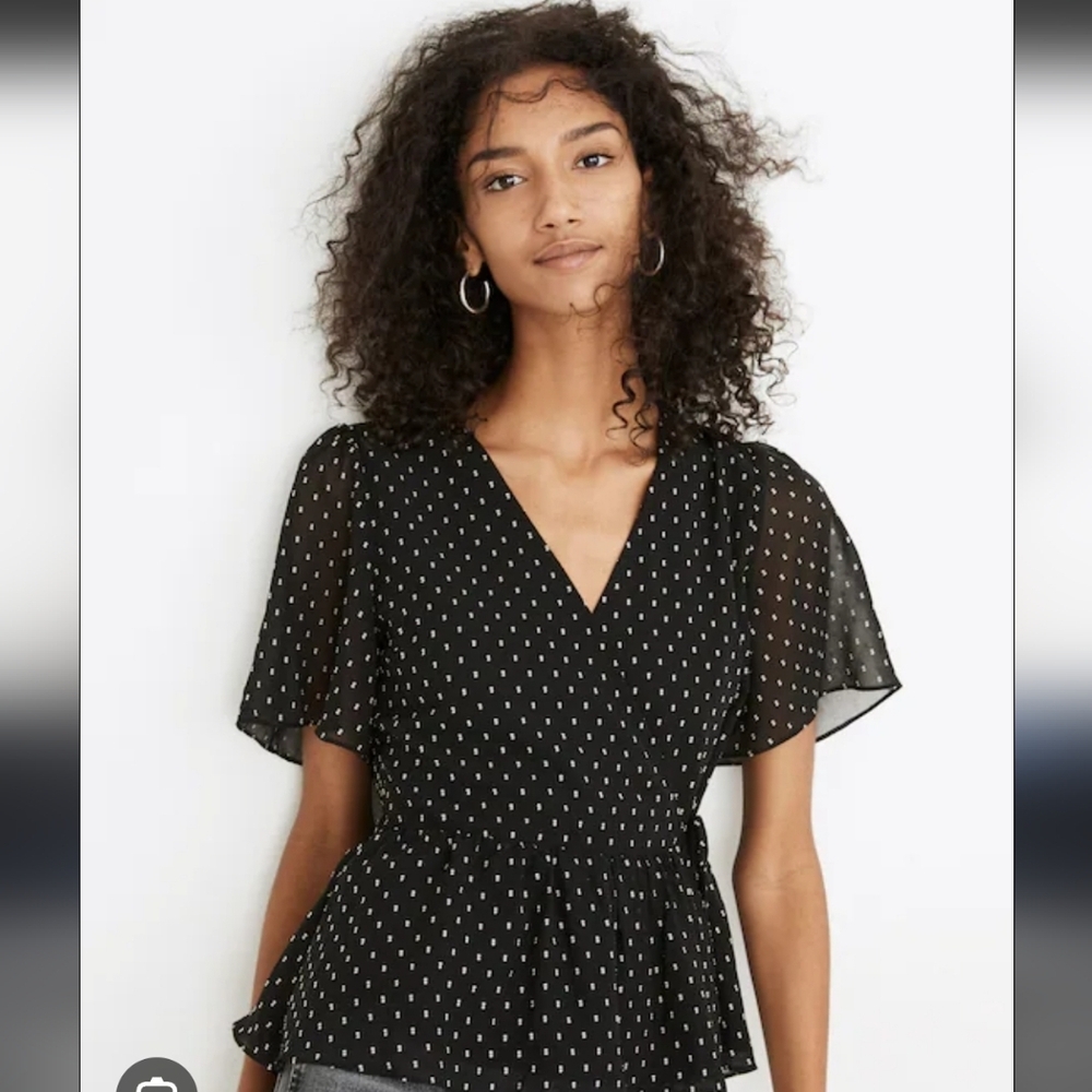 Madewell Flutter Sleeve Top In Clip Dot